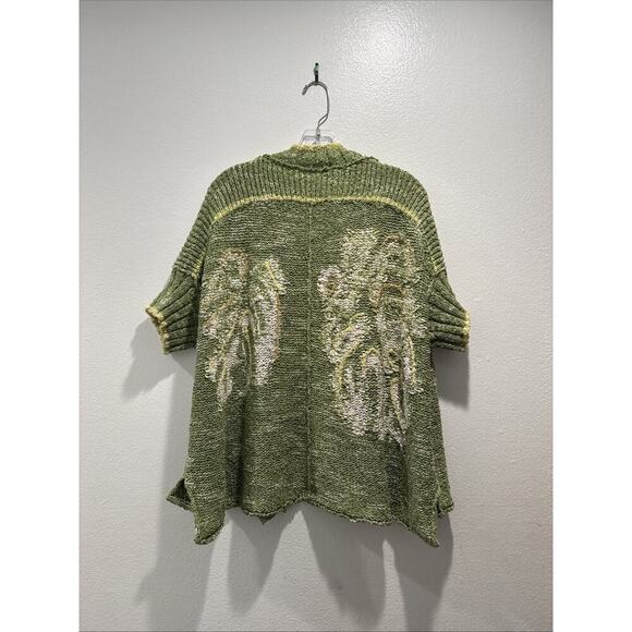Daily Practice Size M L Palm Frond Wrap Cardigan Sweater Anthropologie Boho Knit - Picture 1 of 9